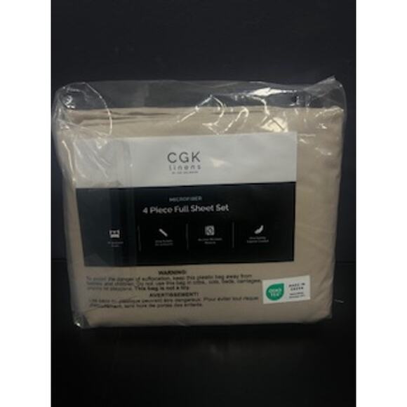 NEW- CGK Linens - Microfiber 4 piece full sheet set - Brown/Tan - Picture 1 of 2